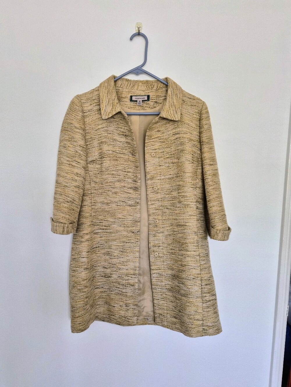 Mademoiselle Tan Yellow Tweed Blazer Coat